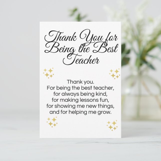 Tarjeta De Agradecimiento Thank you card for teachers (Anverso de pie)