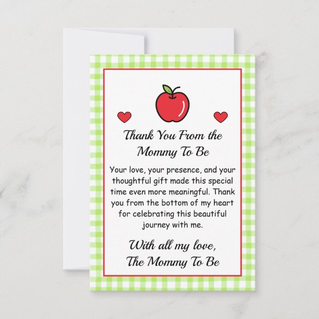 Tarjeta De Agradecimiento Thank You Card from Mommy To Be – Baby Shower  (Anverso)