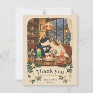 Tarjeta De Agradecimiento Thank You Card - Retro Kissaten Couple -