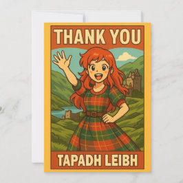 Tarjeta De Agradecimiento Thank You Card - Scottish Anime Girl in Highlands