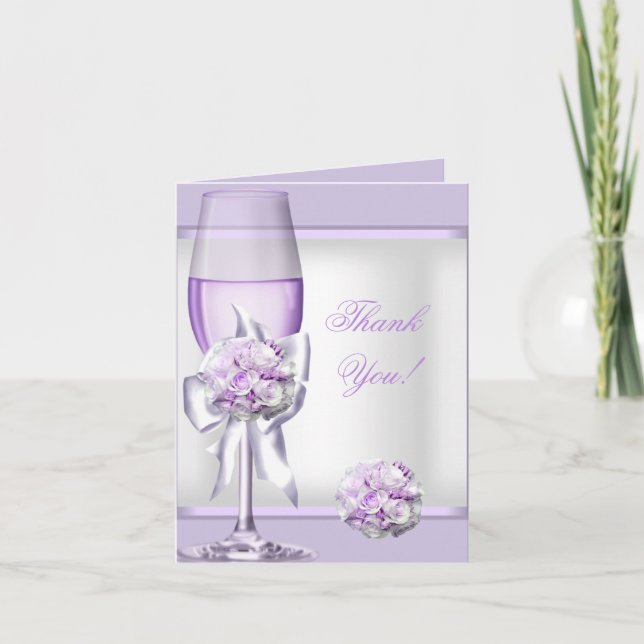 Tarjeta De Agradecimiento Thank You Card Wedding Lavender Purple Lilac 3 (Anverso)