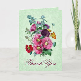 Tarjeta De Agradecimiento Thank You Card with Vintage Hollyhock Blooms