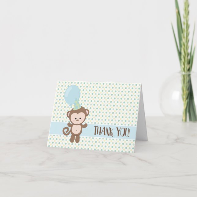 Tarjeta De Agradecimiento Thank You Cards - Baby Monkey (Anverso)