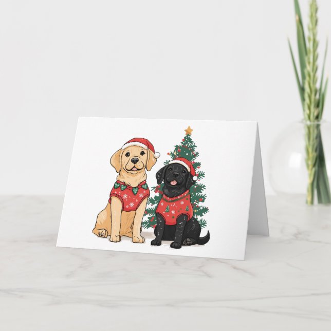 Tarjeta De Agradecimiento Thank You Christmas Labrador Retriever Dogs (Anverso)