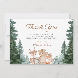 Tarjeta De Agradecimiento Thank You Cute Woodland Bear Baby Shower Card