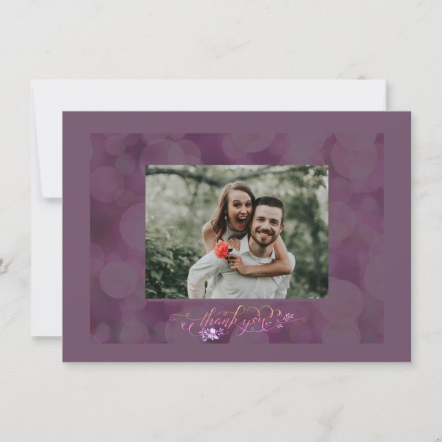 Tarjeta De Agradecimiento Thank You Fancy Script Photo Bubble Frame Card (Anverso)