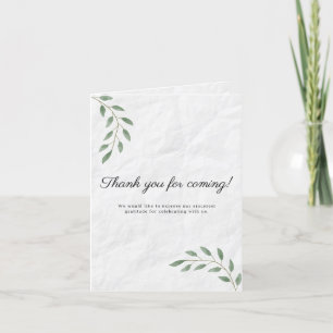 TARJETA DE AGRADECIMIENTO THANK YOU FOR COMING