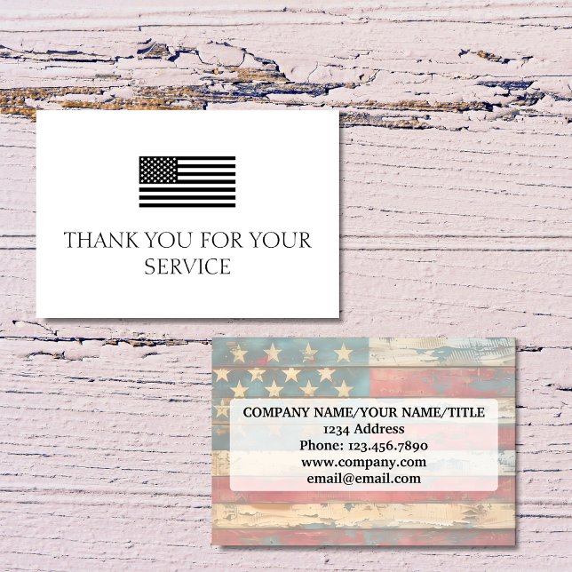 Tarjeta De Agradecimiento Thank You For Your Service Distress American Flag (Subido por el creador)
