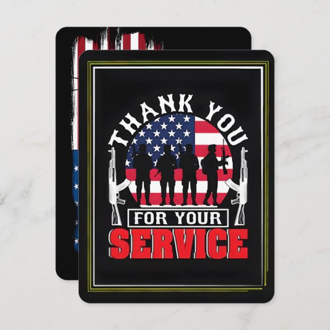 Tarjeta De Agradecimiento Thank You for Your Service: Veterans Day 2025  (Anverso / Reverso)