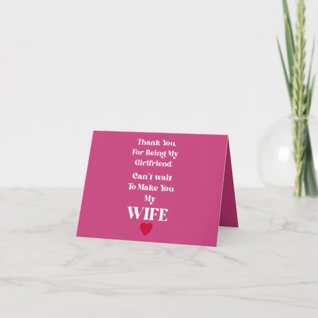 Tarjeta De Agradecimiento Thank You Girlfriend/Wife Valentine's Card (Anverso)