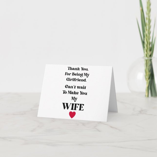Tarjeta De Agradecimiento Thank You Girlfriend/Wife Valentine's Card (Anverso)