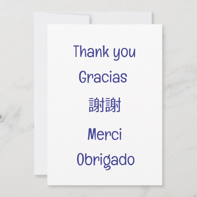 Tarjeta De Agradecimiento Thank you-Gracias-謝謝-Merci-Obrigado Blank blue (Anverso)