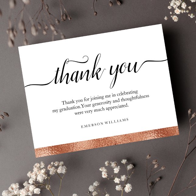 Tarjeta De Agradecimiento Thank You Graduation Gold Foil Thank you Note Card (Subido por el creador)