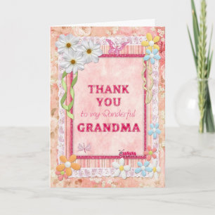 Tarjeta De Agradecimiento Thank you grandma, flowers craft card