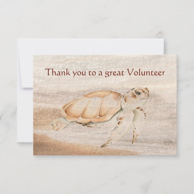 Tarjeta De Agradecimiento Thank you Great Volunteer Fun Turtle Animal (Anverso)
