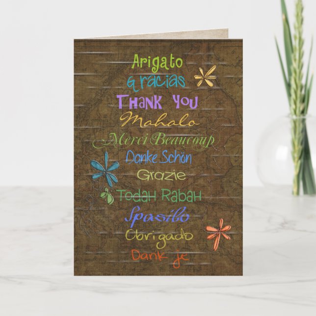 Tarjeta De Agradecimiento Thank You in foreign languages (Anverso)