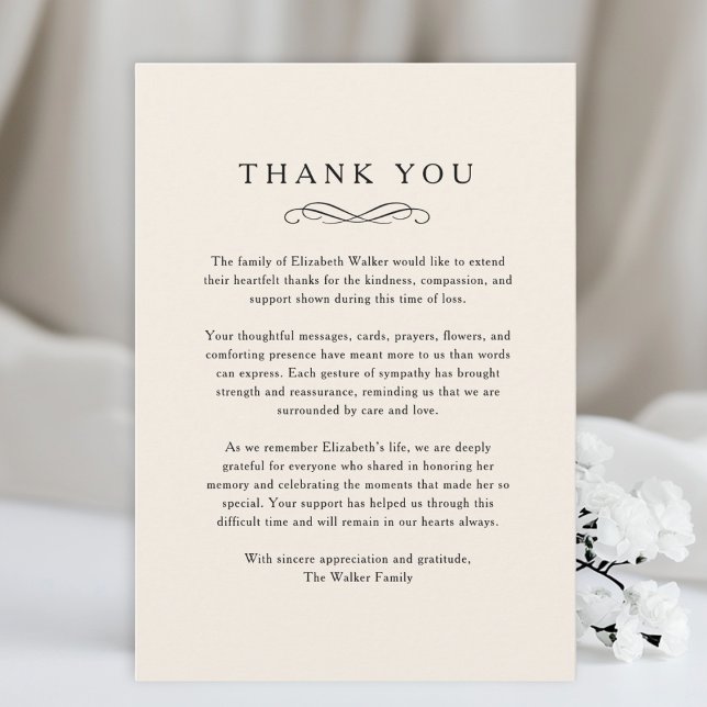 Tarjeta De Agradecimiento Thank you - Memorial Funeral Beige Card (Thank you - Memorial Funeral Beige Card)