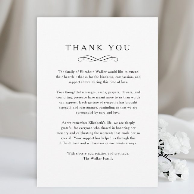 Tarjeta De Agradecimiento Thank you - Memorial Funeral White Card (Thank you - Memorial Funeral White Card)
