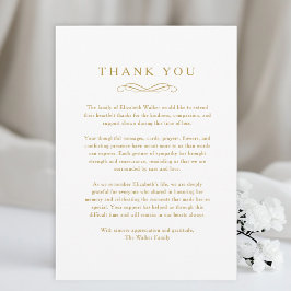 Tarjeta De Agradecimiento Thank you - Memorial Funeral White Card