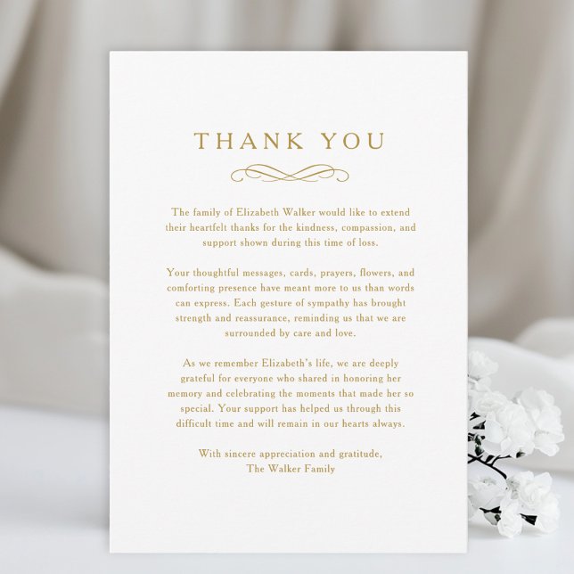 Tarjeta De Agradecimiento Thank you - Memorial Funeral White Card (Thank you - Memorial Funeral White Card)