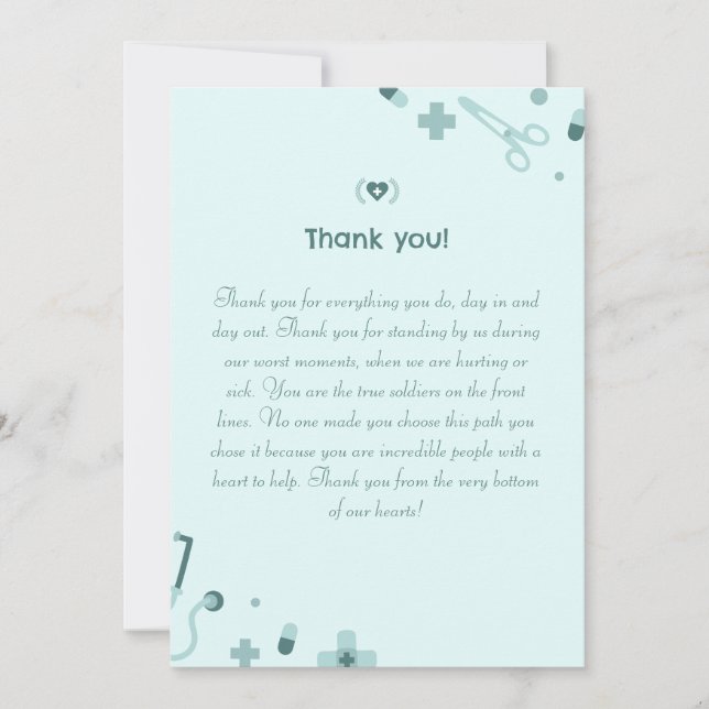 Tarjeta De Agradecimiento Thank You Nurse Card Healthcare Worker Appreciatio (Anverso)