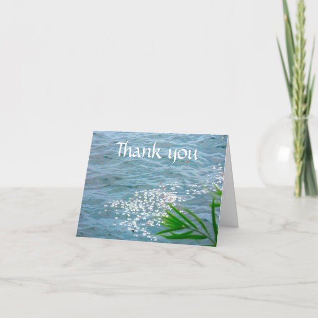 Tarjeta De Agradecimiento Thank You Plumerias in Ocean (Anverso)