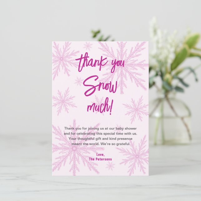 Tarjeta De Agradecimiento Thank You Snow Much Snowflakes Girl Baby Shower (Anverso de pie)