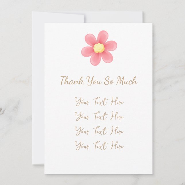 Tarjeta De Agradecimiento Thank You So Much Personalized Card with Pink (Anverso)