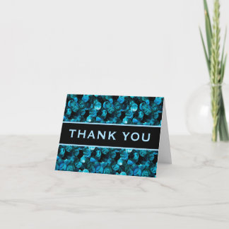 Tarjeta De Agradecimiento Thank You Swirls Blue Aqua Teal and Black