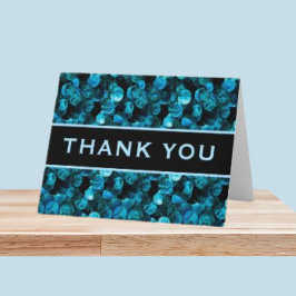 Tarjeta De Agradecimiento Thank You Swirls Blue Aqua Teal and Black 