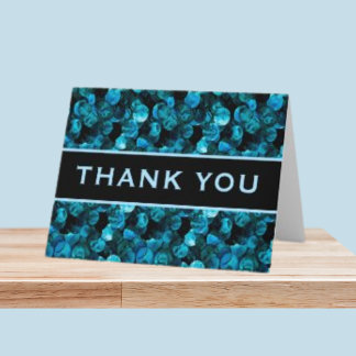 Tarjeta De Agradecimiento Thank You Swirls Blue Aqua Teal and Black 