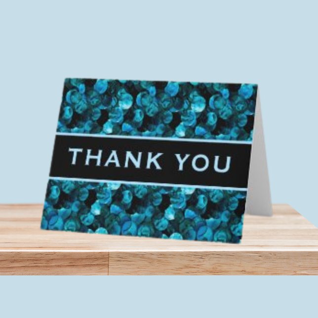 Tarjeta De Agradecimiento Thank You Swirls Blue Aqua Teal and Black  (Subido por el creador)