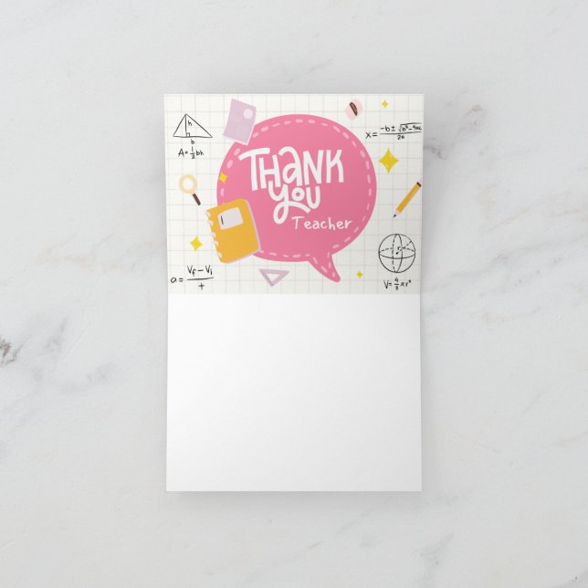 Tarjeta De Agradecimiento Thank You Teacher Card (Interior)