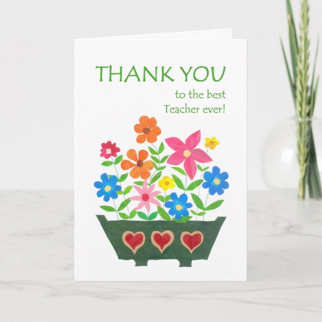 Tarjeta De Agradecimiento Thank You, Teacher Card - Flower Power (Anverso)