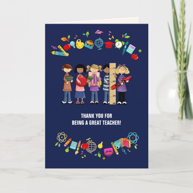 Tarjeta De Agradecimiento Thank You, Teacher. Custom Greeting Cards (Anverso)