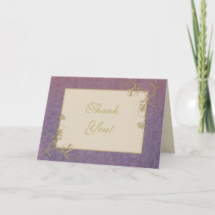 Tarjeta De Agradecimiento Thank You Template Gold Rose and Purple Damask