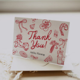 Tarjeta De Agradecimiento Thank You Whimsical Red Hand Draw Card 