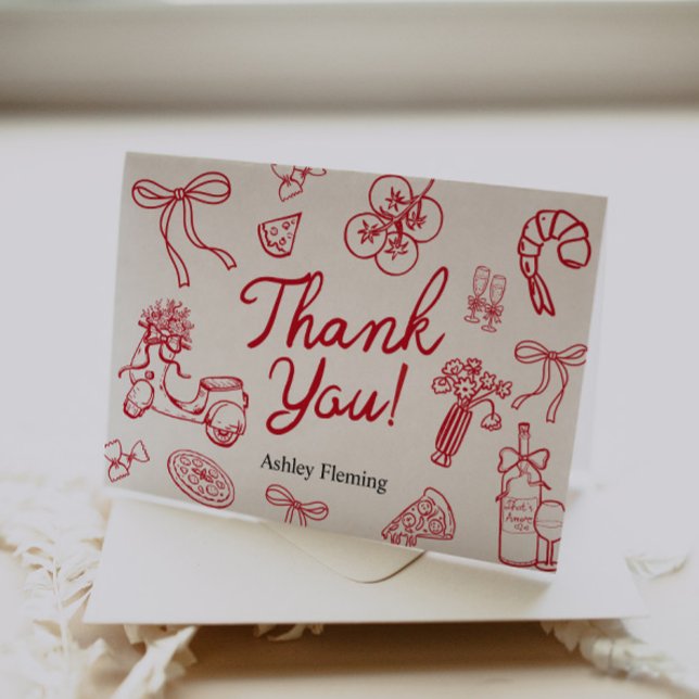Tarjeta De Agradecimiento Thank You Whimsical Red Hand Draw Card  (Subido por el creador)