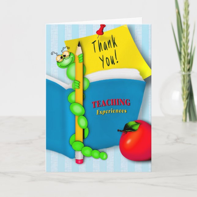 Tarjeta De Agradecimiento Thanking Teacher from Student - BookWorm (Anverso)