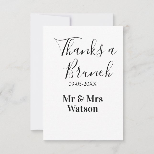 Tarjeta De Agradecimiento Thanks a brunch post wedding name date simple  (Anverso)