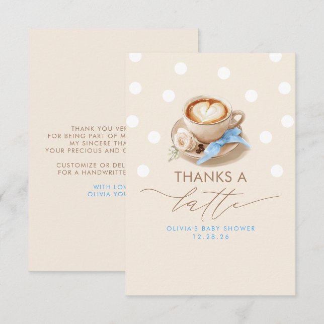 Tarjeta De Agradecimiento Thanks a Latte Coffee Themed Thank You (Anverso / Reverso)
