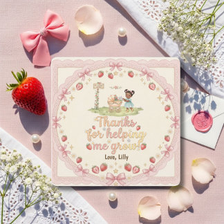 Tarjeta De Agradecimiento Thanks For Helping Me Grow Black girl Strawberry