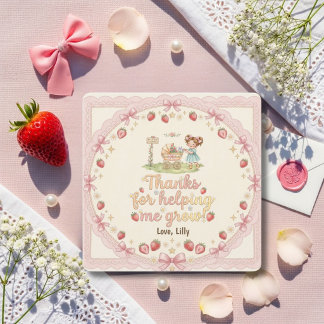 Tarjeta De Agradecimiento Thanks For Helping Me Grow Brunette Strawberry