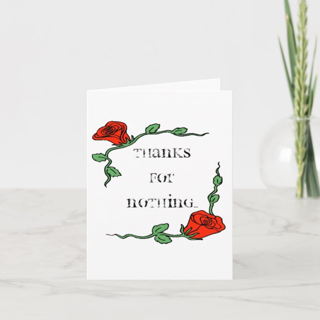 Tarjeta De Agradecimiento Thanks for Nothing Card (Anverso)