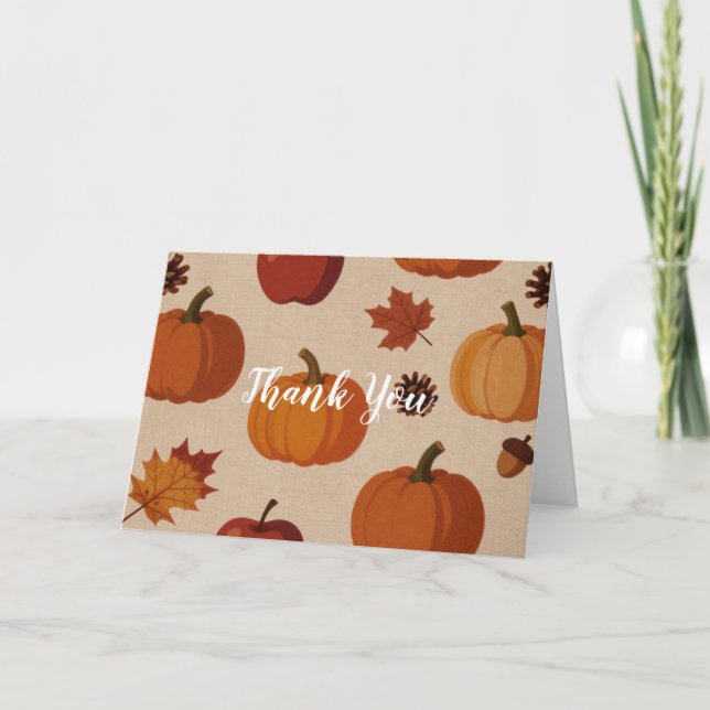 Tarjeta De Agradecimiento Thanksgiving Appless & Pumpkins Fall Thank You  (Anverso)