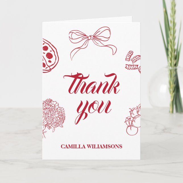 Tarjeta De Agradecimiento That’s Amore Red Bridal Shower THANK YOU (Anverso)