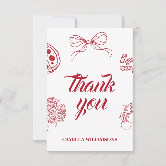 Tarjeta De Agradecimiento That’s Amore Red Bridal Shower THANK YOU (Anverso)