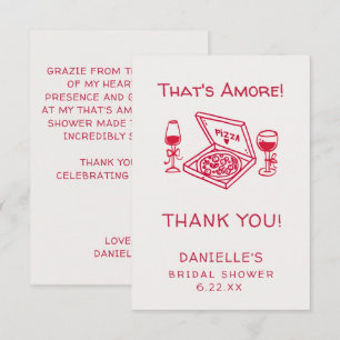 Tarjeta De Agradecimiento That's Amore Bridal Shower Caprichoso Dibujado a M