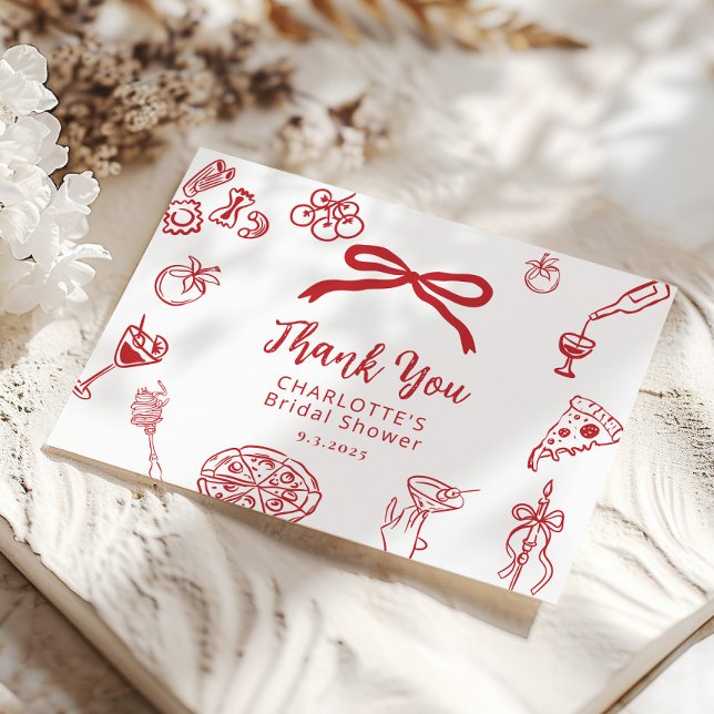 Tarjeta De Agradecimiento That's Amore Hand Drawn Italian Bridal Shower (Subido por el creador)