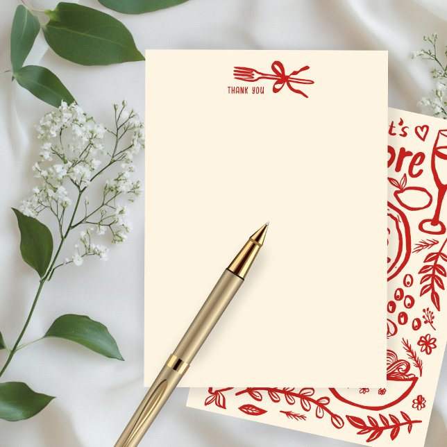 Tarjeta De Agradecimiento That's Amore Italian Food CUSTOM Bridal SHower  (That's Amore Italian Food Hand-drawn Doodle CUSTOM Bridal SHower Thank You Note Card
)